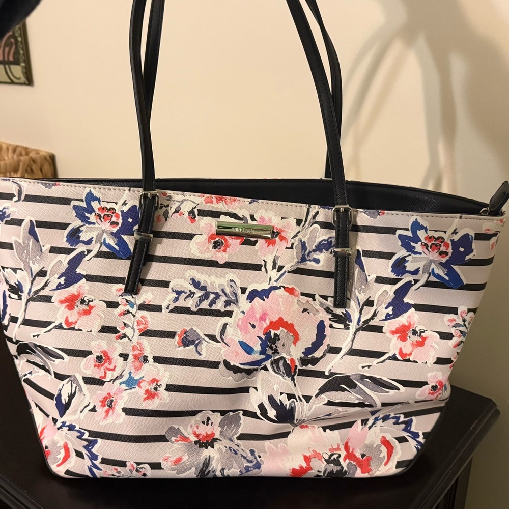 Nine West Floral Striped Tote Bag